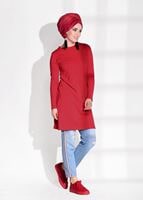 Vêtements hijab ROUGE TUNIQUE EN COTON PEIGNE 121