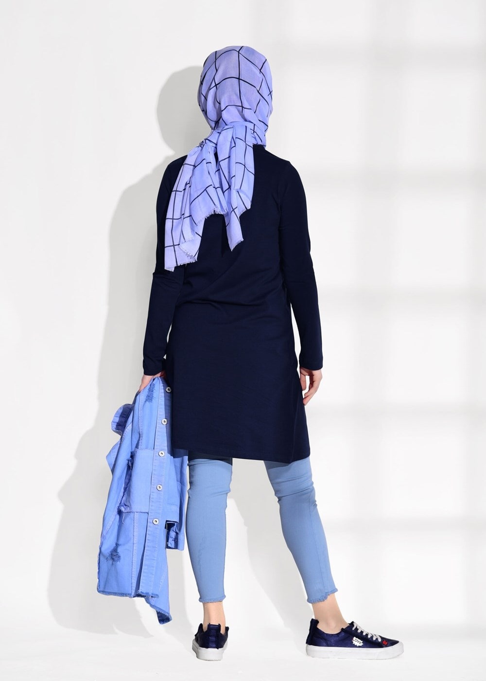 Vêtements hijab BLEU MARINE TUNIQUE EN COTON PEIGNE 121