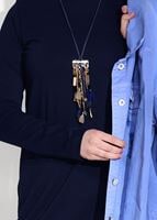 Vêtements hijab BLEU MARINE TUNIQUE EN COTON PEIGNE 121