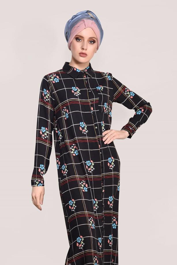 Vêtements hijab  PRINTED LONG TUNIC 0203  - TRENDTESETTÜR