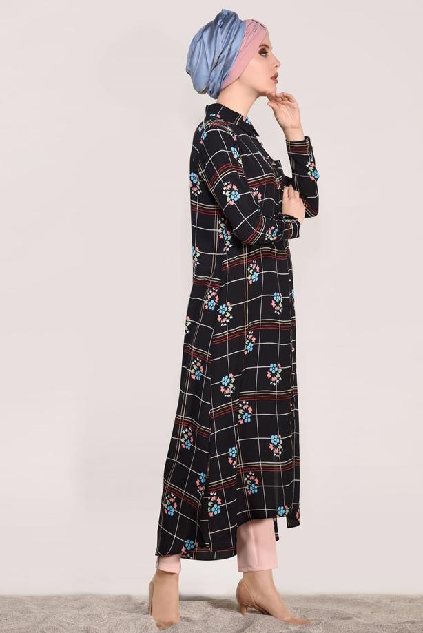 Vêtements hijab  PRINTED LONG TUNIC 0203  - TRENDTESETTÜR