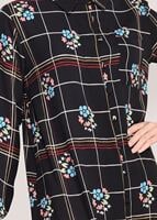 Tesettür giyim SİYAH T 0203 Lmf- Desenli Uzun Tunik