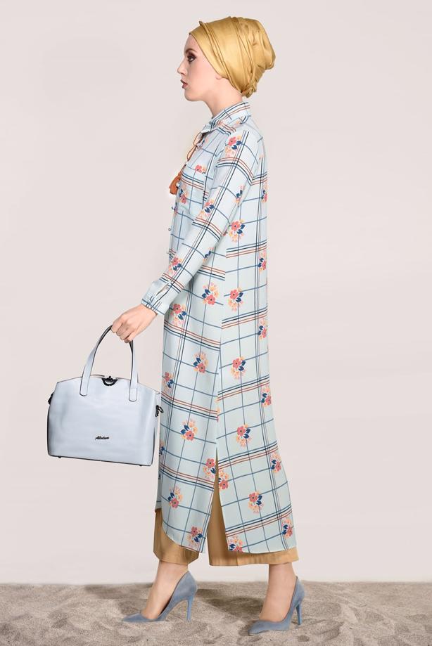 Vêtements hijab  PRINTED LONG TUNIC 0203  - TRENDTESETTÜR