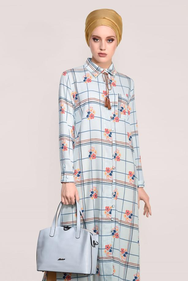 Vêtements hijab  PRINTED LONG TUNIC 0203  - TRENDTESETTÜR
