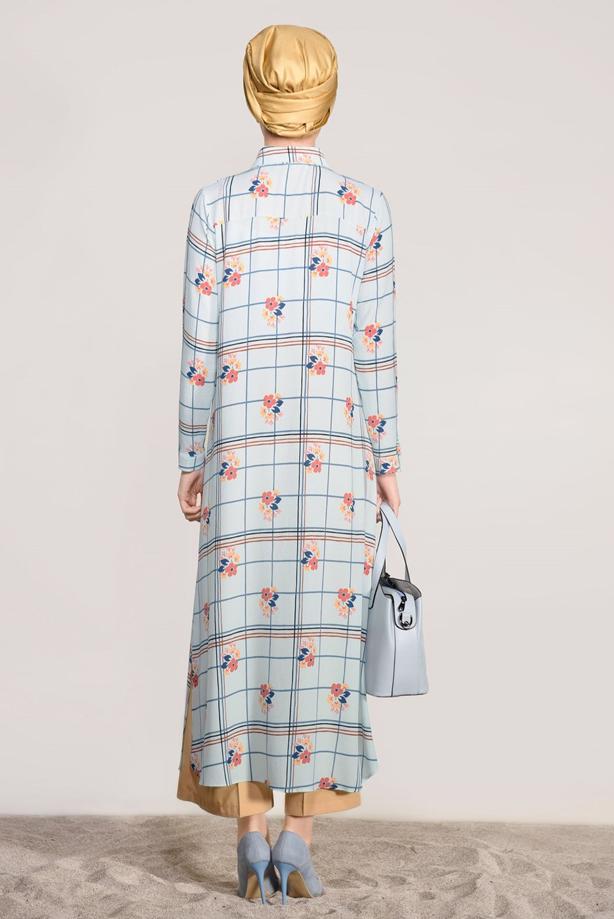 Vêtements hijab  PRINTED LONG TUNIC 0203  - TRENDTESETTÜR