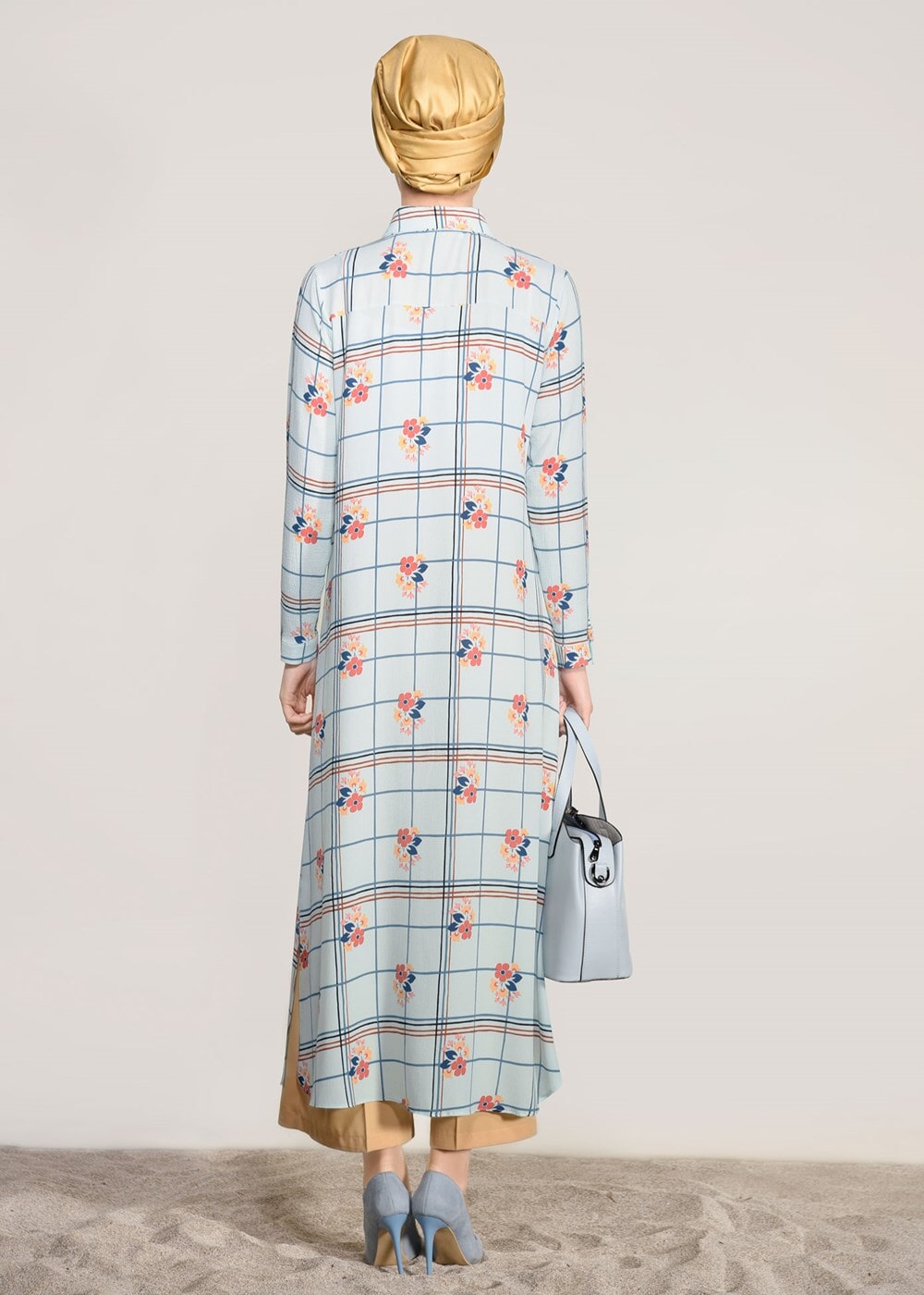 Vêtements hijab BLEU TUNIQUE LONGUE IMPRIMÉ 0203