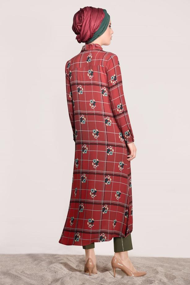 Vêtements hijab  PRINTED LONG TUNIC 0203  - TRENDTESETTÜR