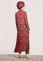 Vêtements hijab ROUGE TUNIQUE LONGUE IMPRIMÉ 0203