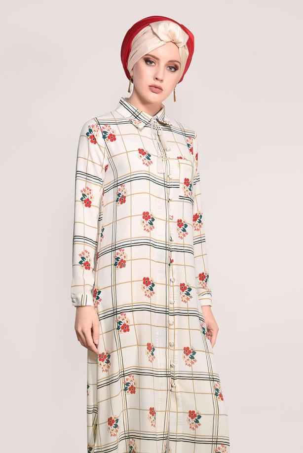 Vêtements hijab  PRINTED LONG TUNIC 0203  - TRENDTESETTÜR