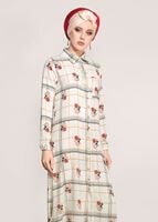 Vêtements hijab ÉCRU TUNIQUE LONGUE IMPRIMÉ 0203