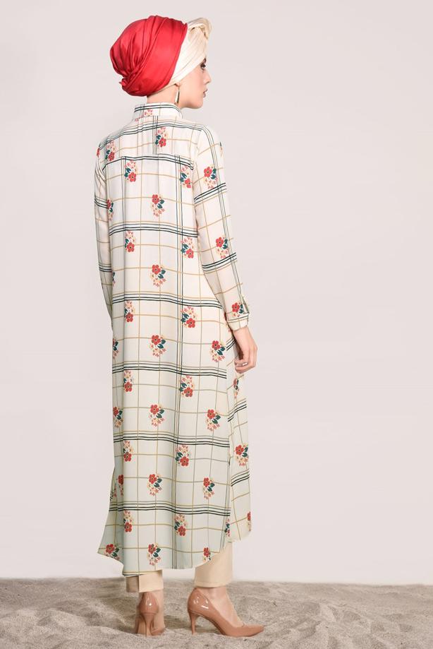 Vêtements hijab  PRINTED LONG TUNIC 0203  - TRENDTESETTÜR