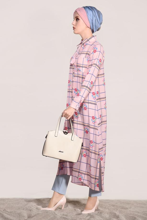 Vêtements hijab  PRINTED LONG TUNIC 0203  - TRENDTESETTÜR