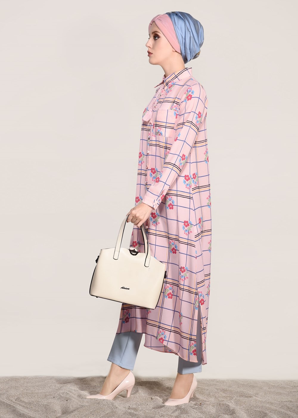 Vêtements hijab POUDRE TUNIQUE LONGUE IMPRIMÉ 0203