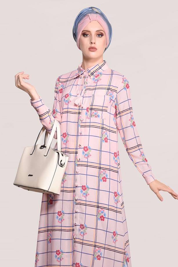 Vêtements hijab  PRINTED LONG TUNIC 0203  - TRENDTESETTÜR
