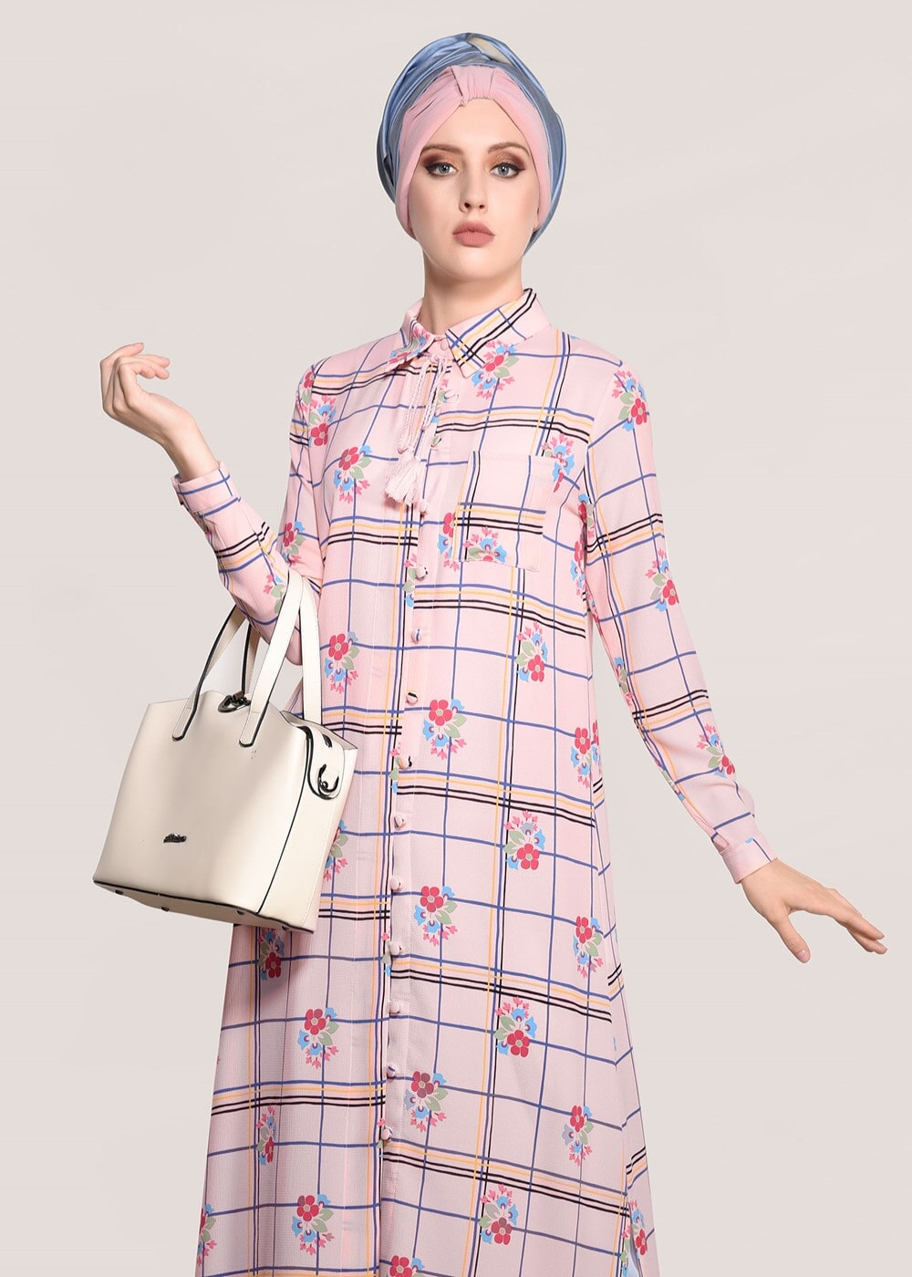 Vêtements hijab POUDRE TUNIQUE LONGUE IMPRIMÉ 0203