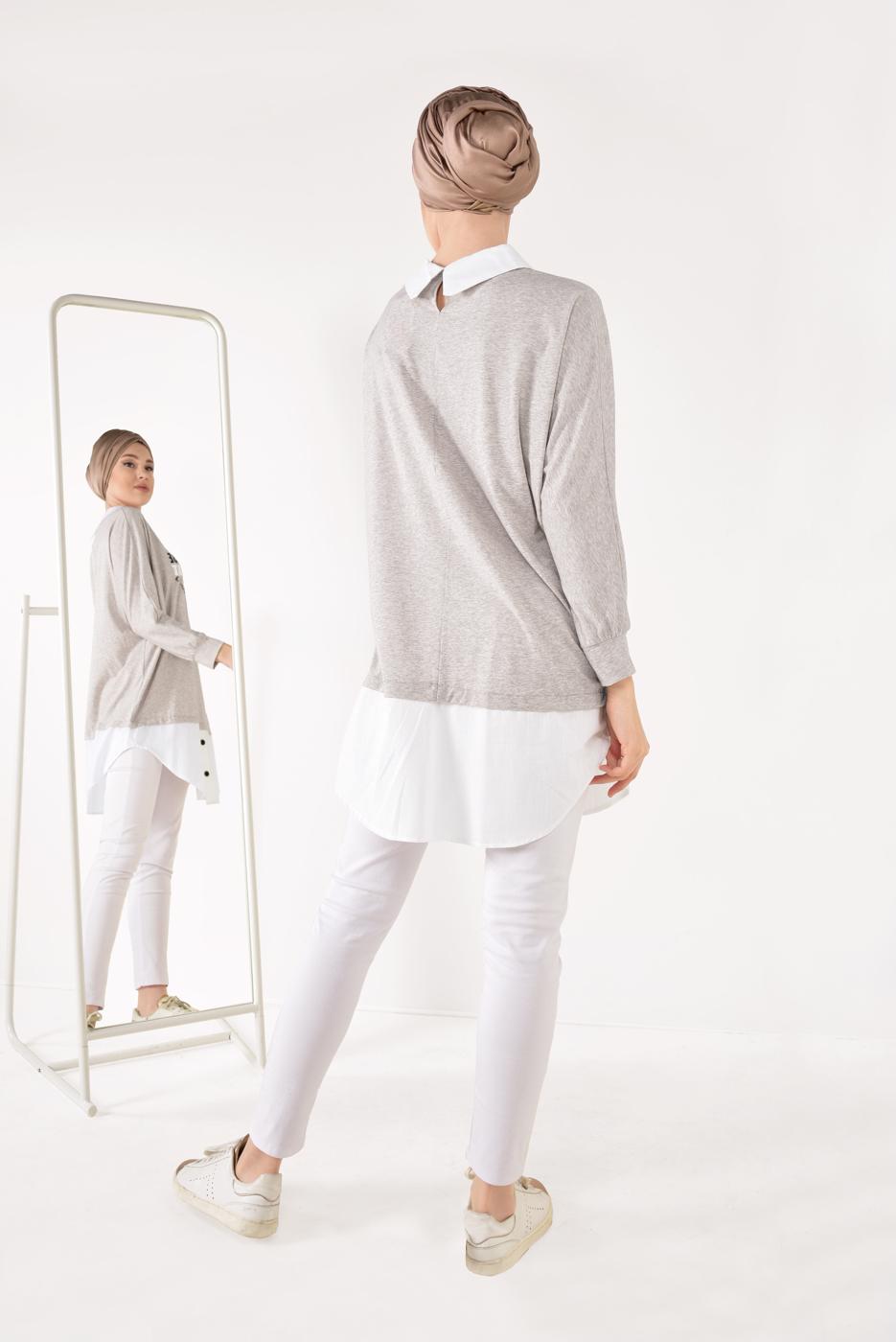 Hijab clothing BEIGE PRINTED SPORTS TUNIC 0246 