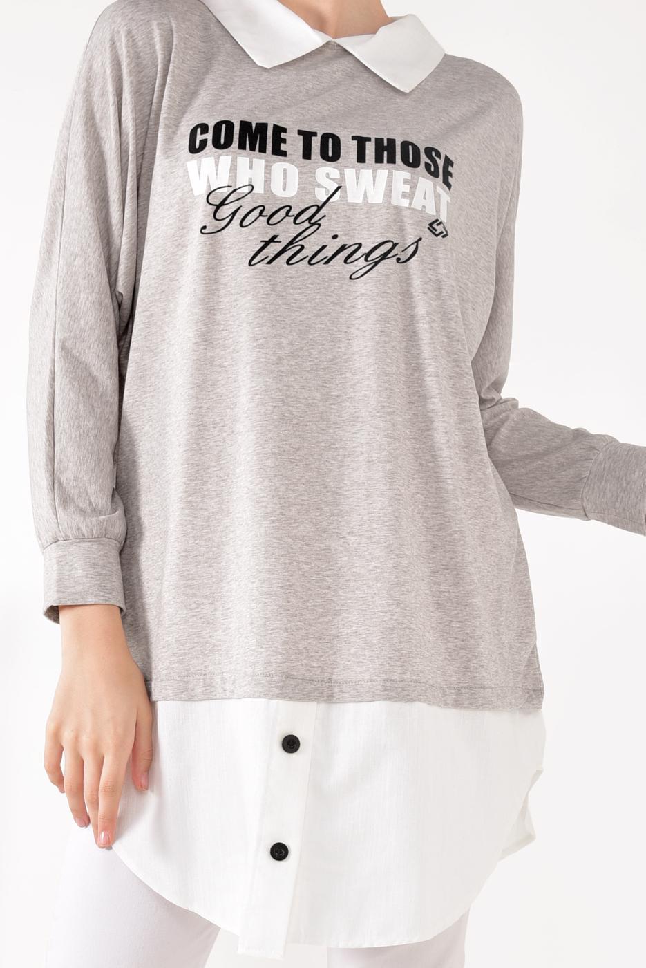 Hijab clothing BEIGE PRINTED SPORTS TUNIC 0246 