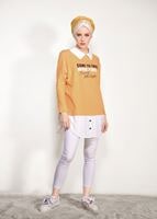 Vêtements hijab ORANGE TUNIQUE SPORT IMPRIMÉ 0246