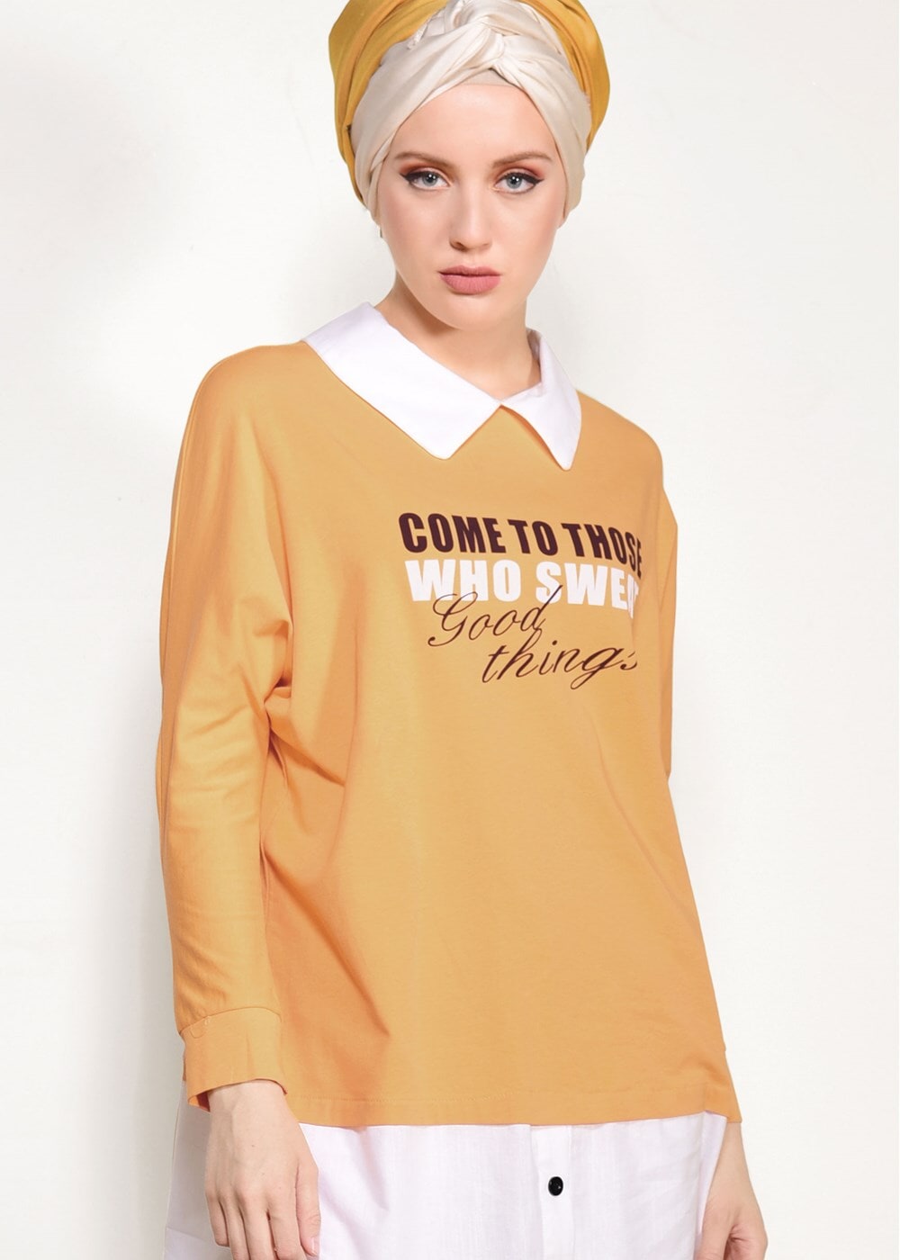 Vêtements hijab ORANGE TUNIQUE SPORT IMPRIMÉ 0246