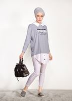 Hijab clothing GREY PRINTED SPORTS TUNIC 0246 