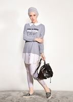 Hijab clothing GREY PRINTED SPORTS TUNIC 0246 