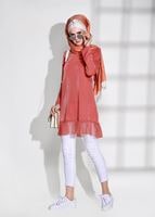 Vêtements hijab ORANGE TUNIQUE ARGENT DENTELLE 0271