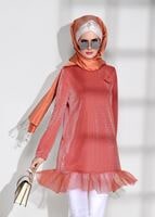 Vêtements hijab ORANGE TUNIQUE ARGENT DENTELLE 0271