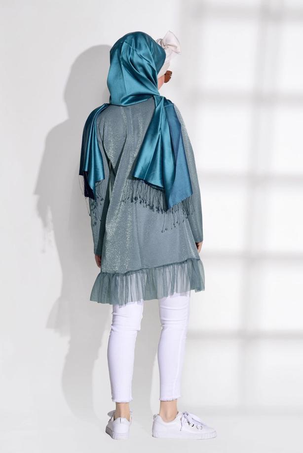 Vêtements hijab  SILVERY LACE DETAIL TUNIC 0271  - TRENDTESETTÜR