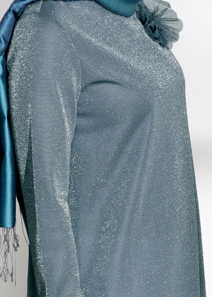 Hijab clothing GREEN SILVERY LACE DETAIL TUNIC 0271 