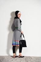 Tesettür giyim SİYAH T 0285 Asmiray-Puantiye Uzun Tunik