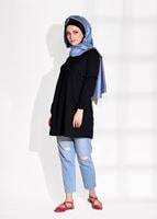 Vêtements hijab NOIR TUNIQUE À VOLANTS T 0494