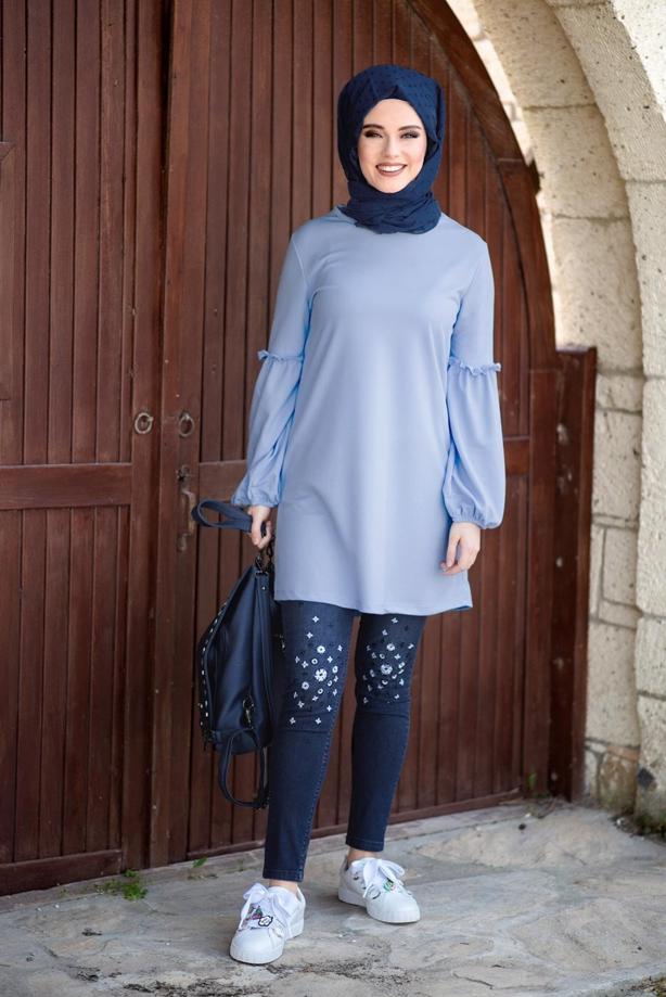 Vêtements hijab  RUFFLE DETAIL TUNIC T 0494  - TRENDTESETTÜR