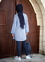 Hijab clothing BLUE RUFFLE DETAIL TUNIC T 0494 