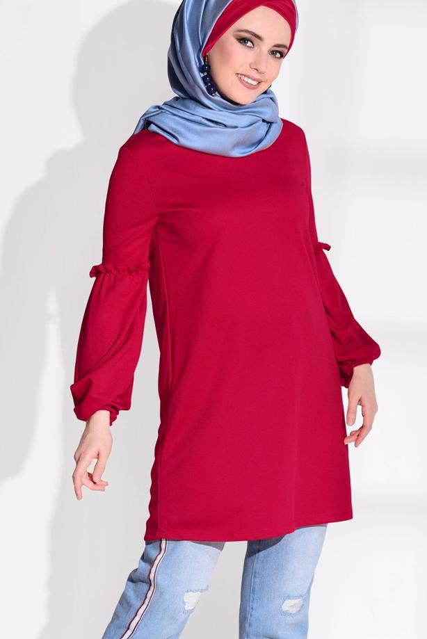Vêtements hijab  RUFFLE DETAIL TUNIC T 0494  - TRENDTESETTÜR