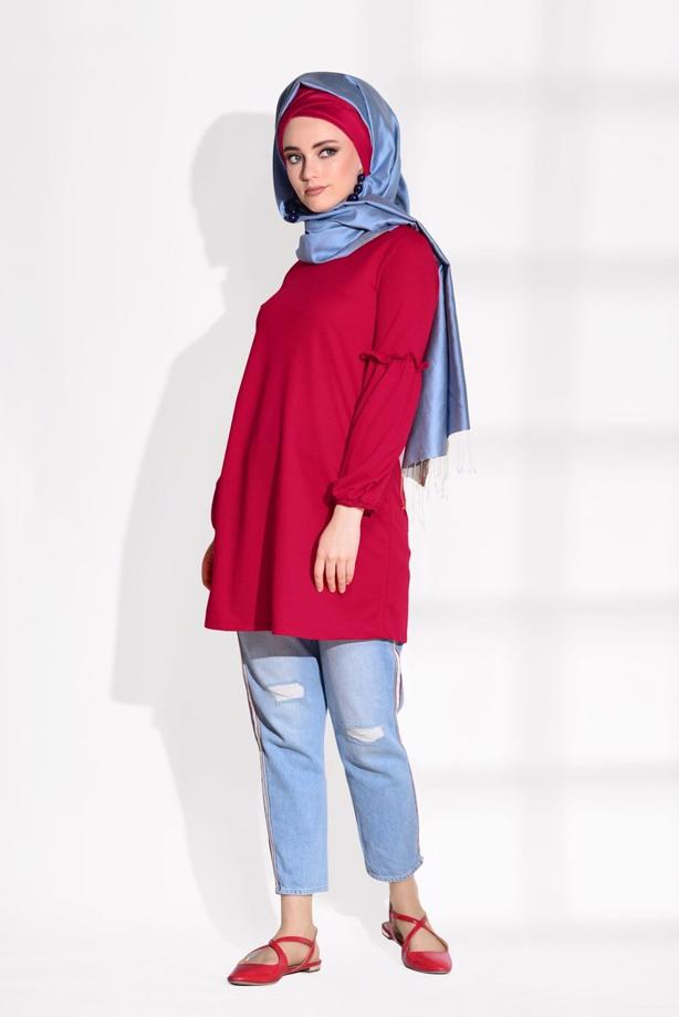 Vêtements hijab  RUFFLE DETAIL TUNIC T 0494  - TRENDTESETTÜR