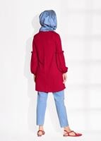 Vêtements hijab ROUGE TUNIQUE À VOLANTS T 0494