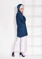 Hijab clothing BLUE RUFFLE DETAIL TUNIC T 0494 