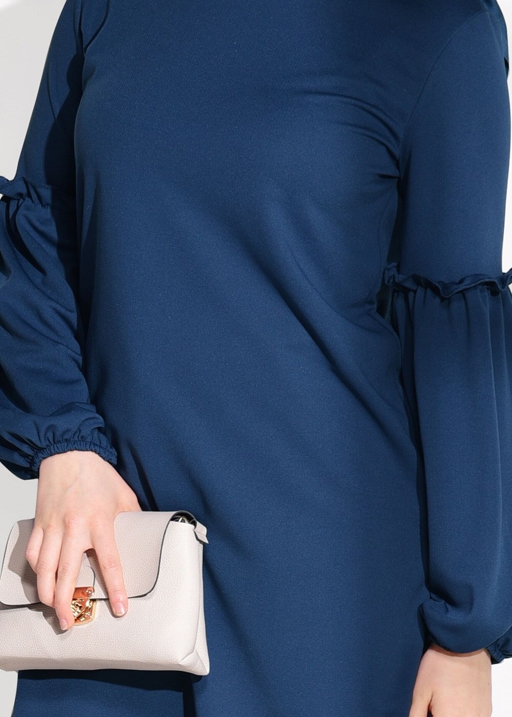 Hijab clothing BLUE RUFFLE DETAIL TUNIC T 0494 