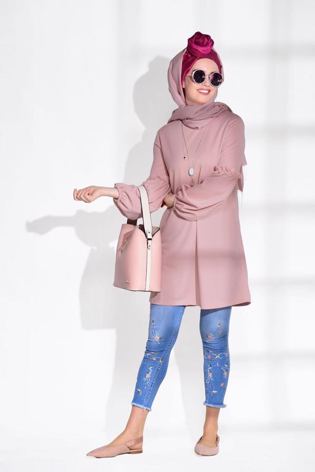 Vêtements hijab  RUFFLE DETAIL TUNIC T 0494  - TRENDTESETTÜR