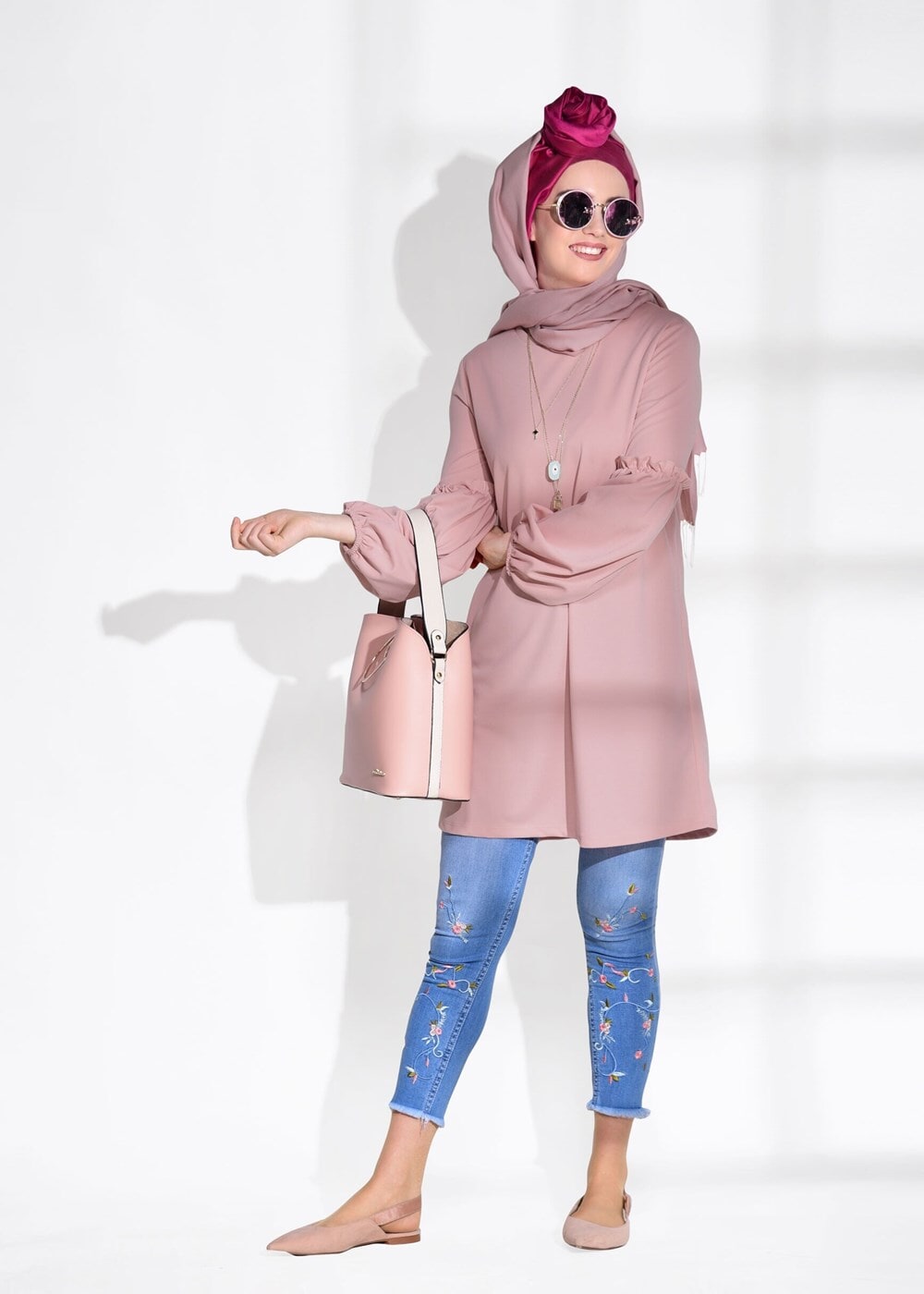 Vêtements hijab POUDRE TUNIQUE À VOLANTS T 0494