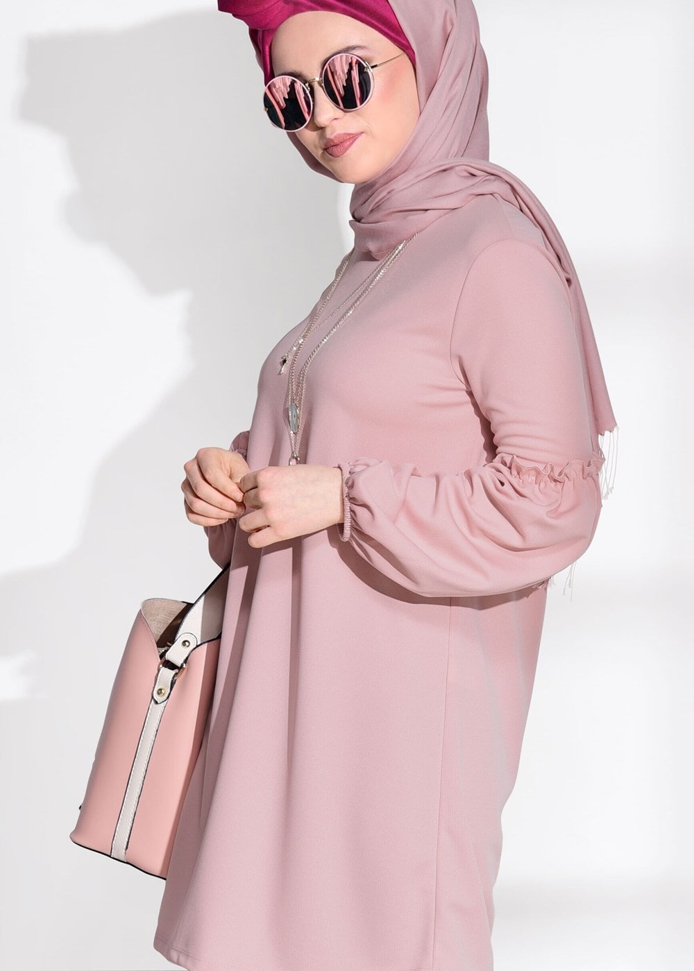 Vêtements hijab POUDRE TUNIQUE À VOLANTS T 0494