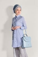 Vêtements hijab BLEU TUNIQUE DETAIL BRODERIE T 0529