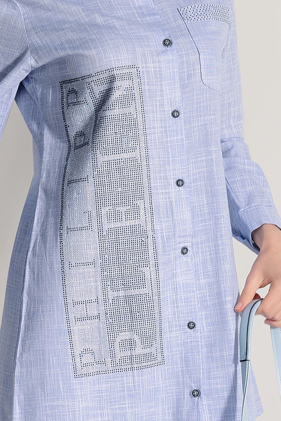 Vêtements hijab BLEU TUNIQUE DETAIL BRODERIE T 0529