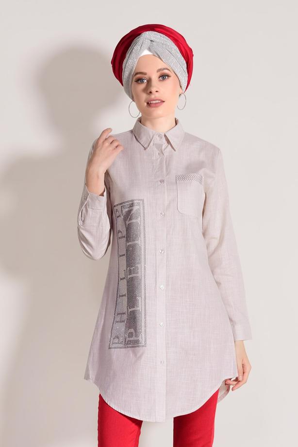 Vêtements hijab  EMBROIDERY DETAIL TUNIC T 0529  - TRENDTESETTÜR