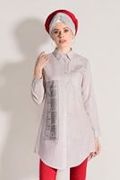 Hijab clothing BEIGE EMBROIDERY DETAIL TUNIC T 0529 