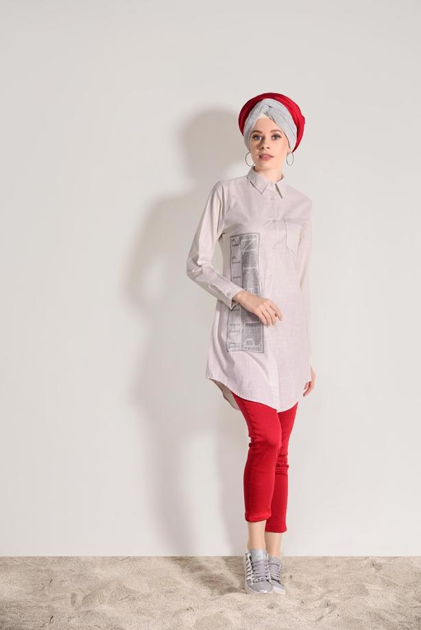 Vêtements hijab  EMBROIDERY DETAIL TUNIC T 0529  - TRENDTESETTÜR
