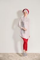 Hijab clothing BEIGE EMBROIDERY DETAIL TUNIC T 0529 