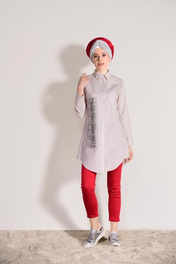 Vêtements hijab  EMBROIDERY DETAIL TUNIC T 0529  - TRENDTESETTÜR