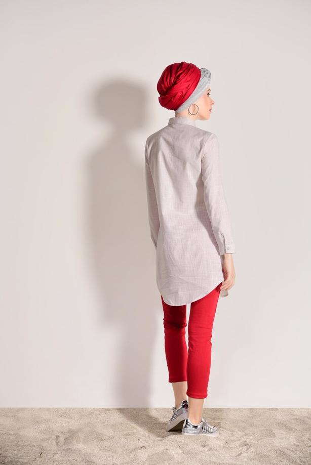 Vêtements hijab  EMBROIDERY DETAIL TUNIC T 0529  - TRENDTESETTÜR
