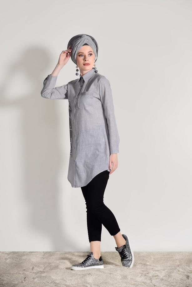 Vêtements hijab  EMBROIDERY DETAIL TUNIC T 0529  - TRENDTESETTÜR